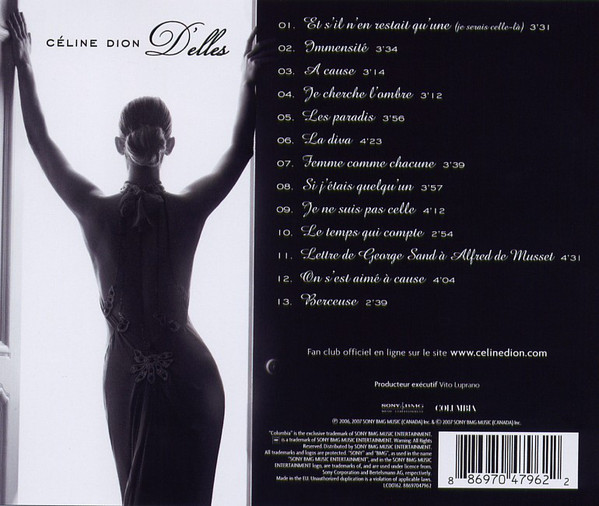 Celine Dion  Delles; Collectors Edition : Back